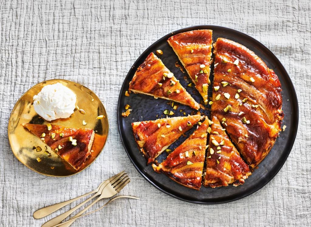Bananentarte tatin met vanilleroomijs