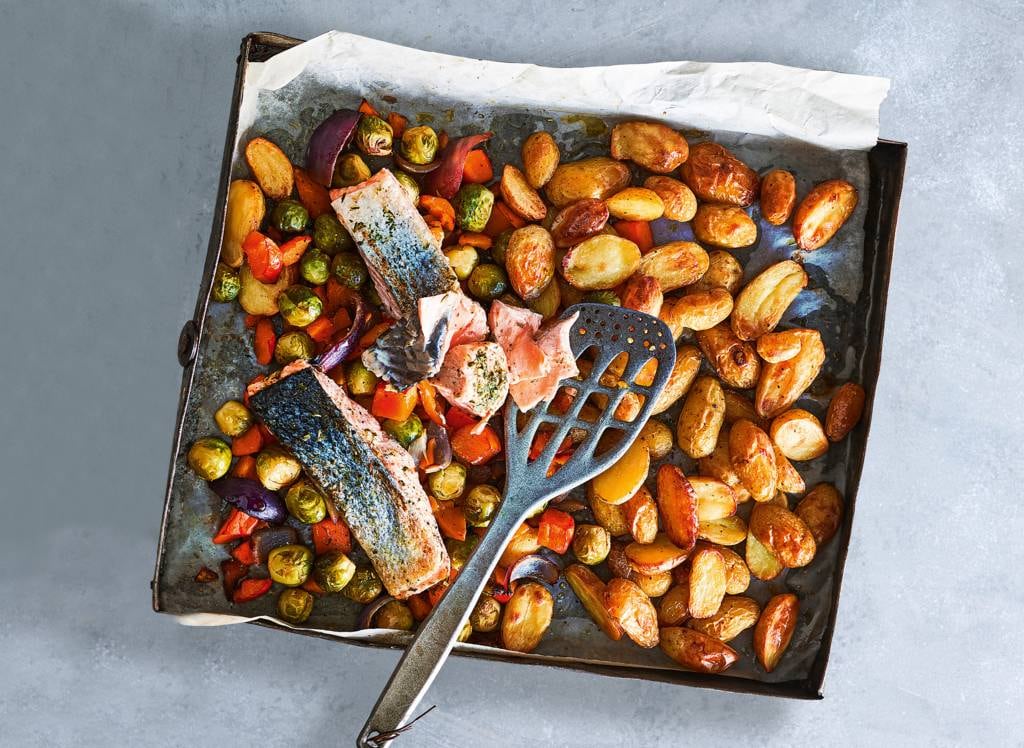 Traybake zalm met krieltjes