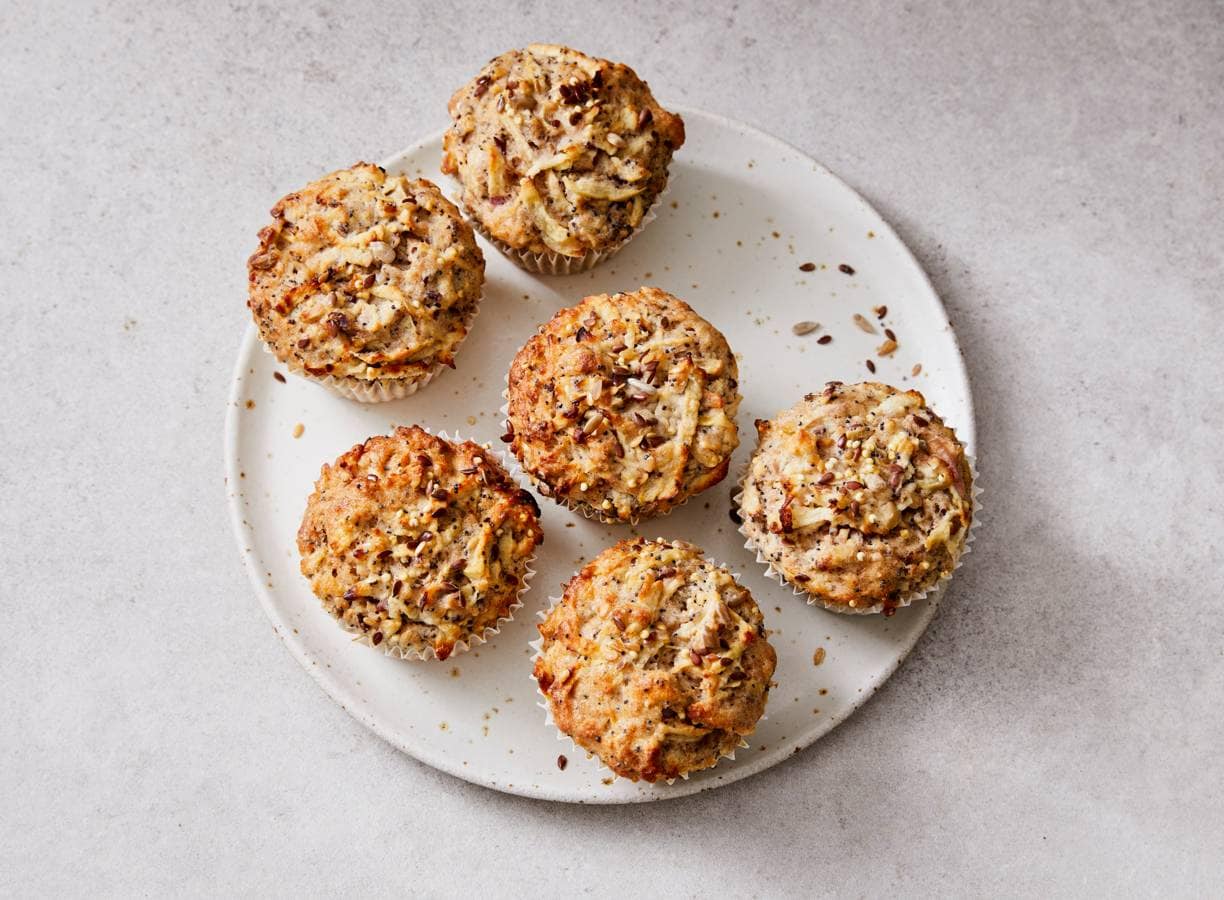 Muffins met magere kwark en geraspte appel