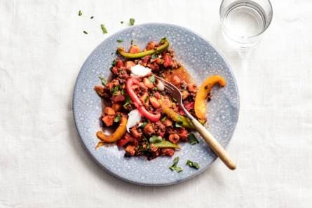 Linzenschotel met cajunkruiden