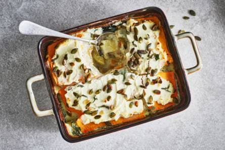Pompoenlasagne met pastinaak & bloemkool