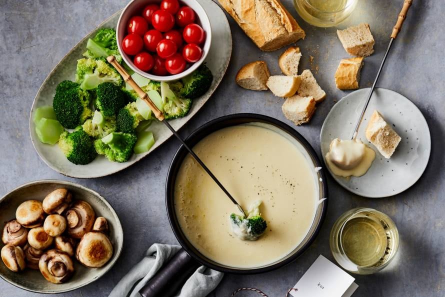 Kaasfondue met broccoli & brood