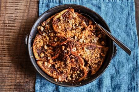 Bread & butterpudding met chocoladepasta