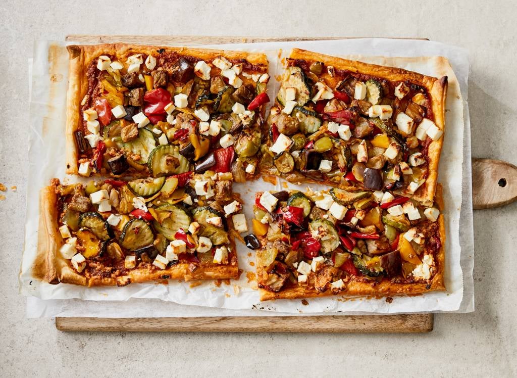  Plaattaart met gegrilde groenten en witte kaas