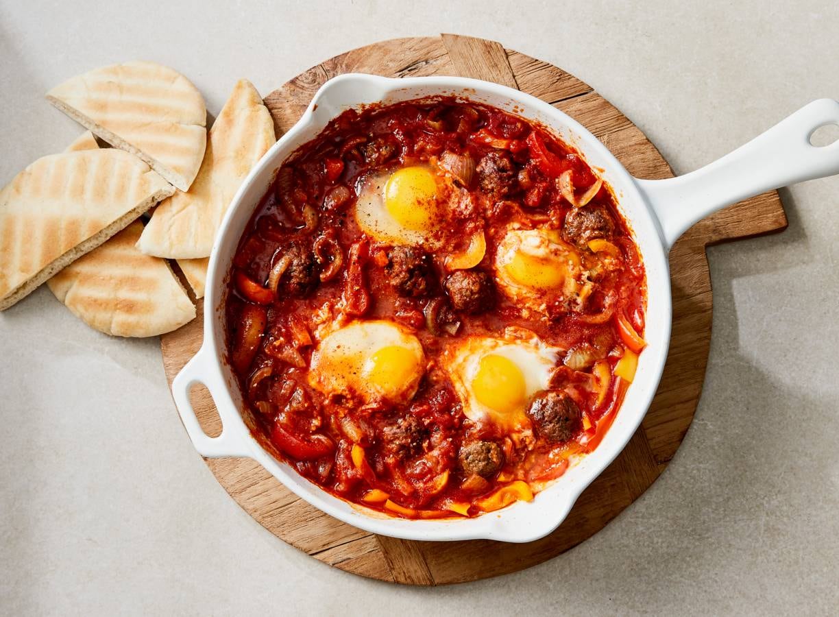 Tunesische shakshuka met gehaktballetjes