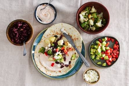 Taco’s met groente, kidneybonen en avocado