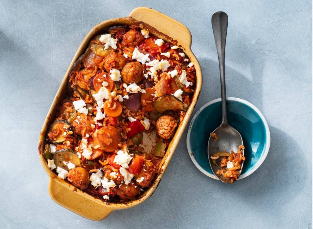 Griekse rijstschotel uit de oven