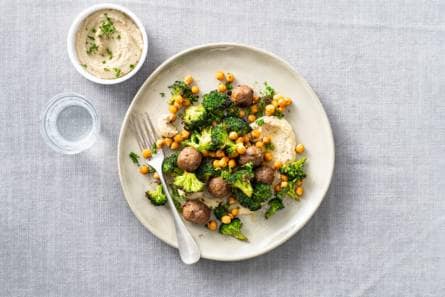 Runderballetjes met broccoli & kikkererwten uit de oven