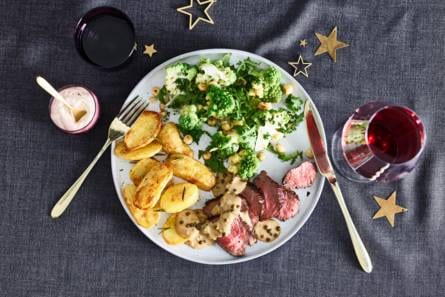 Gebraden runderlende met homemade peperroomsaus