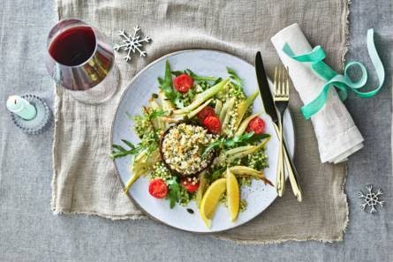 Gevulde portobello met feta en parelcouscous met venkel