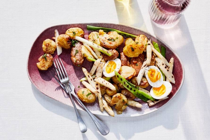 Aardappeltjes met gegrilde asperges