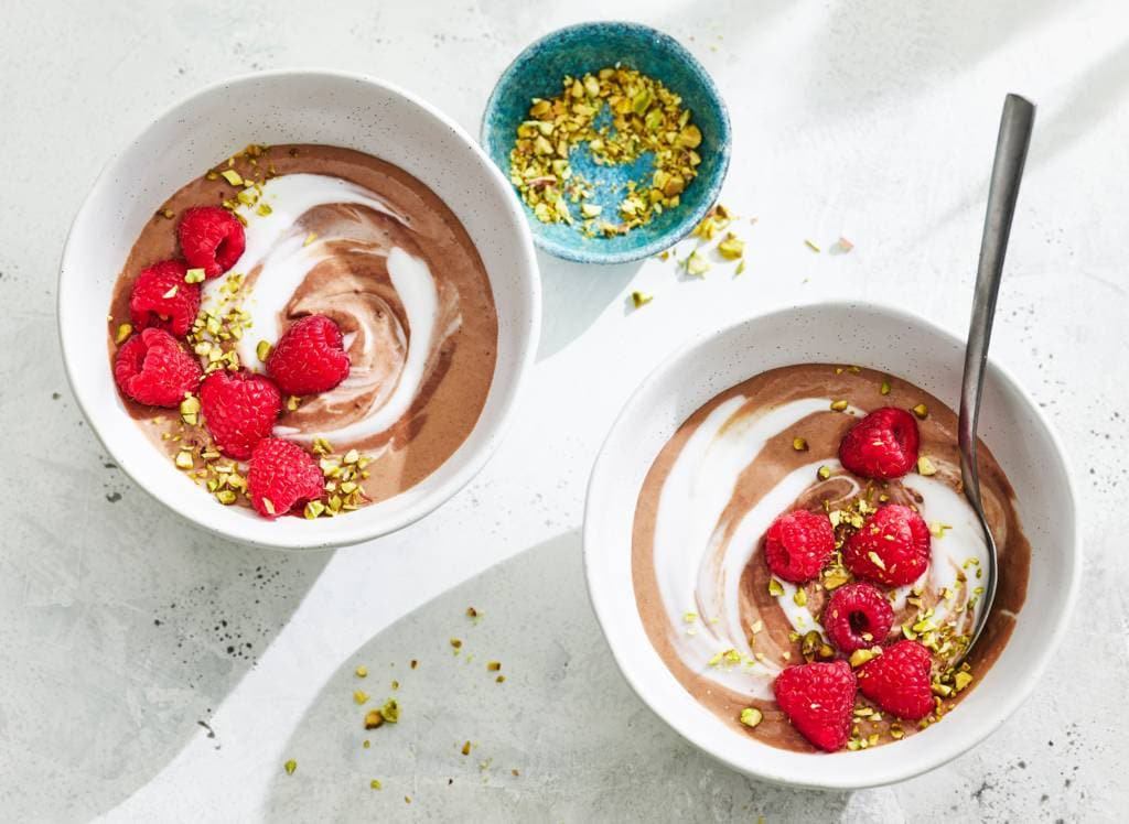 Choco-smoothiebowl met frambozen
