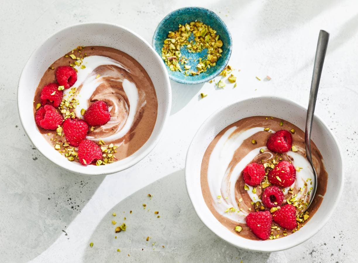 Choco-smoothiebowl met frambozen
