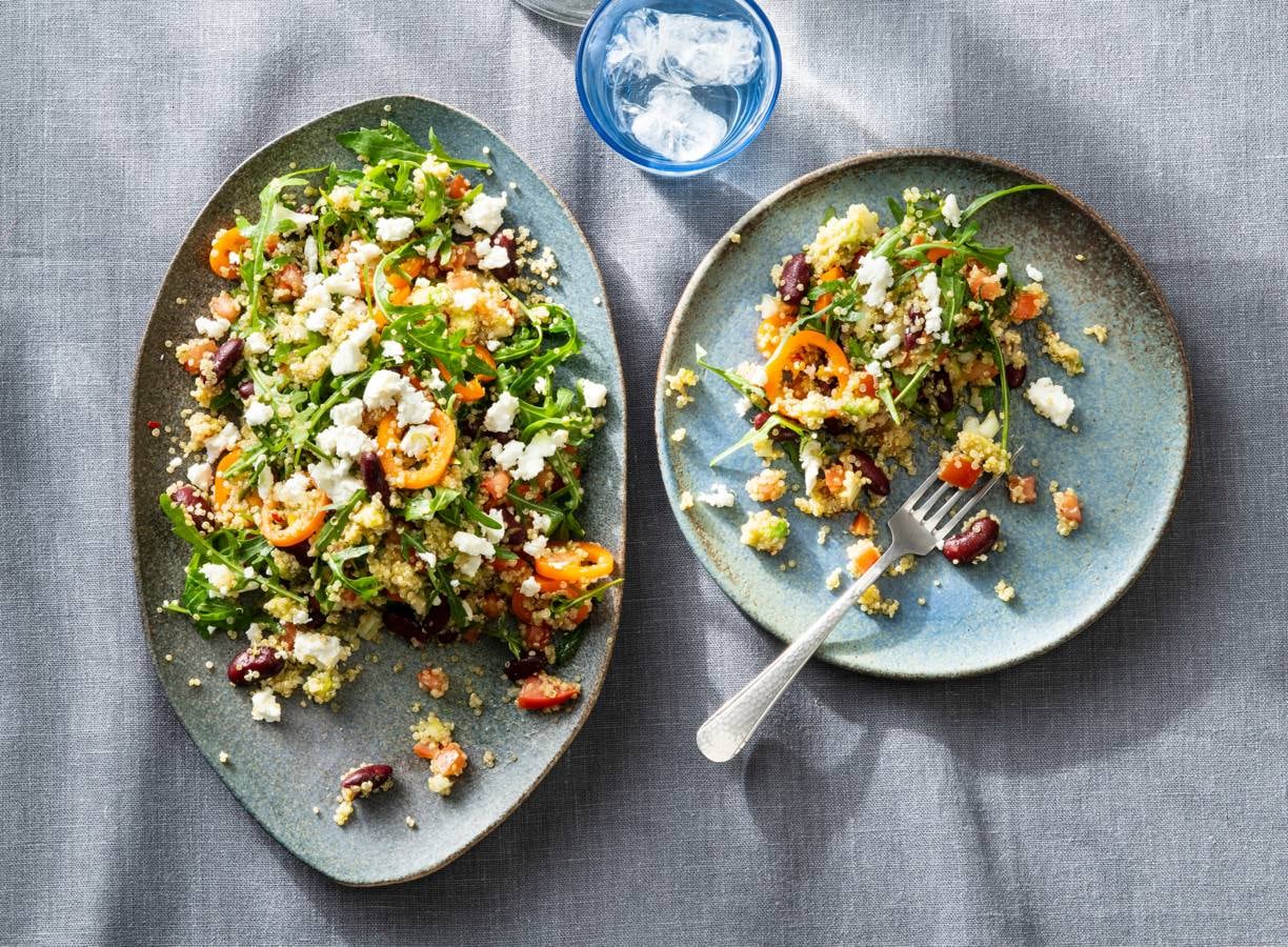 Quinoasalade met kidneybonen en feta