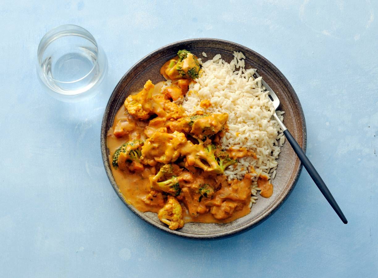 Curry van bloemkool en broccoli
