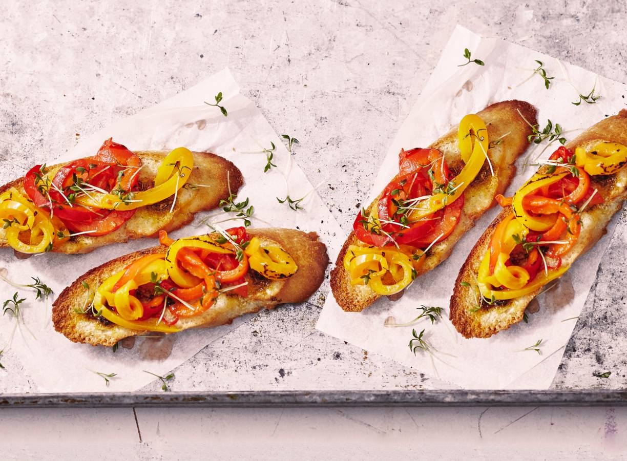 Bruschette met gegrilde paprika en ansjovis