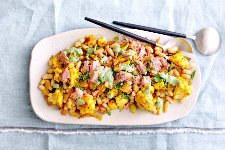 Geroosterde-bloemkoolsalade met tonijn 