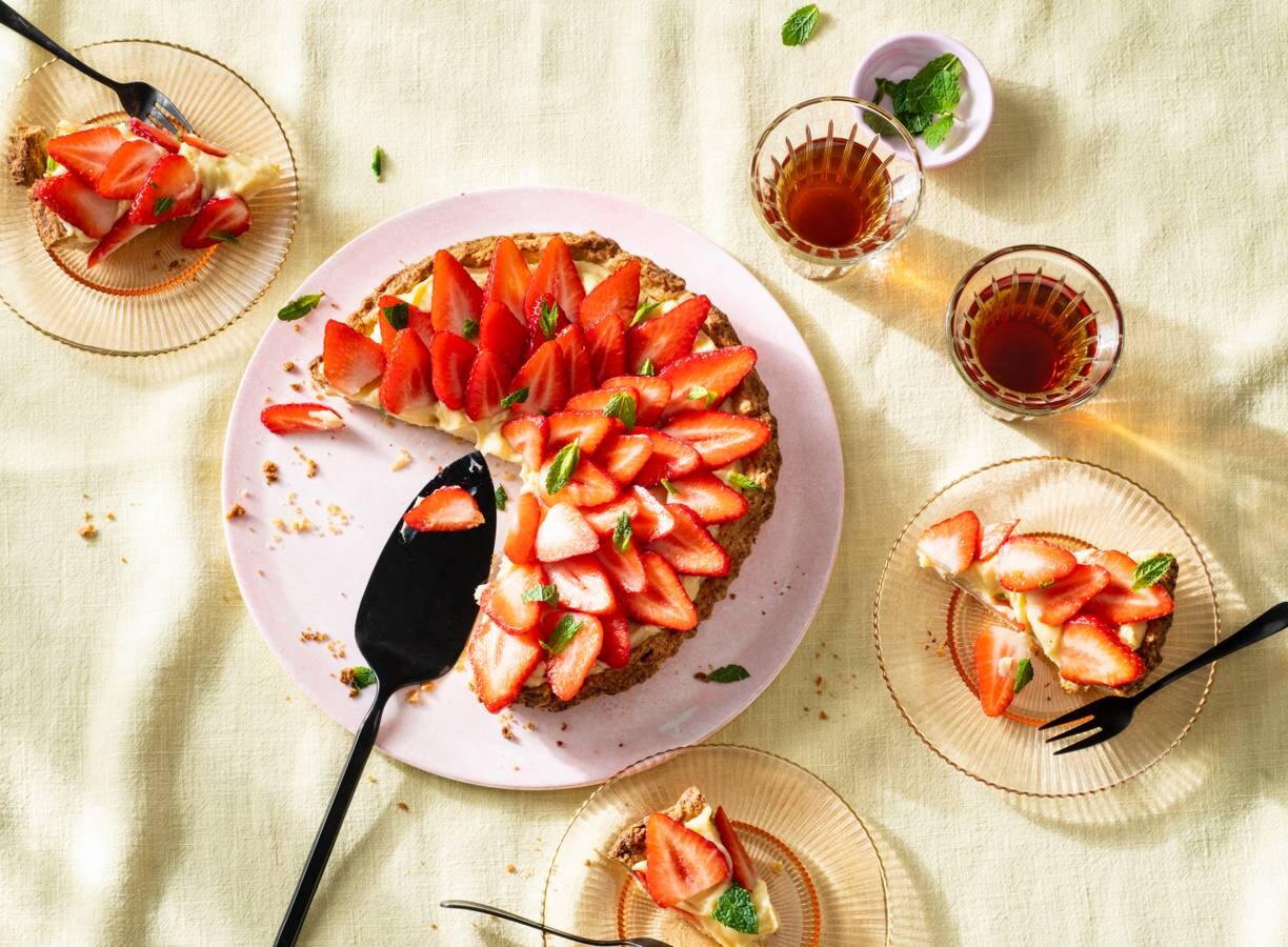 Vegan aardbeientaart