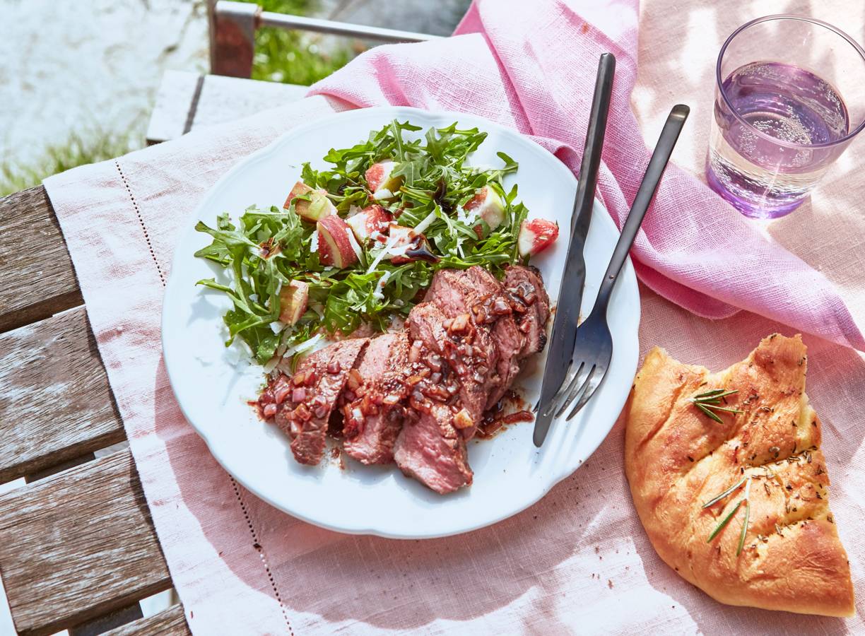 Biefstuk met balsamicojus en verse vijgen
