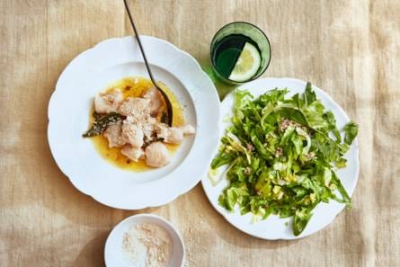 Gnocchi di malga en andijviesalade met Romeinse dressing