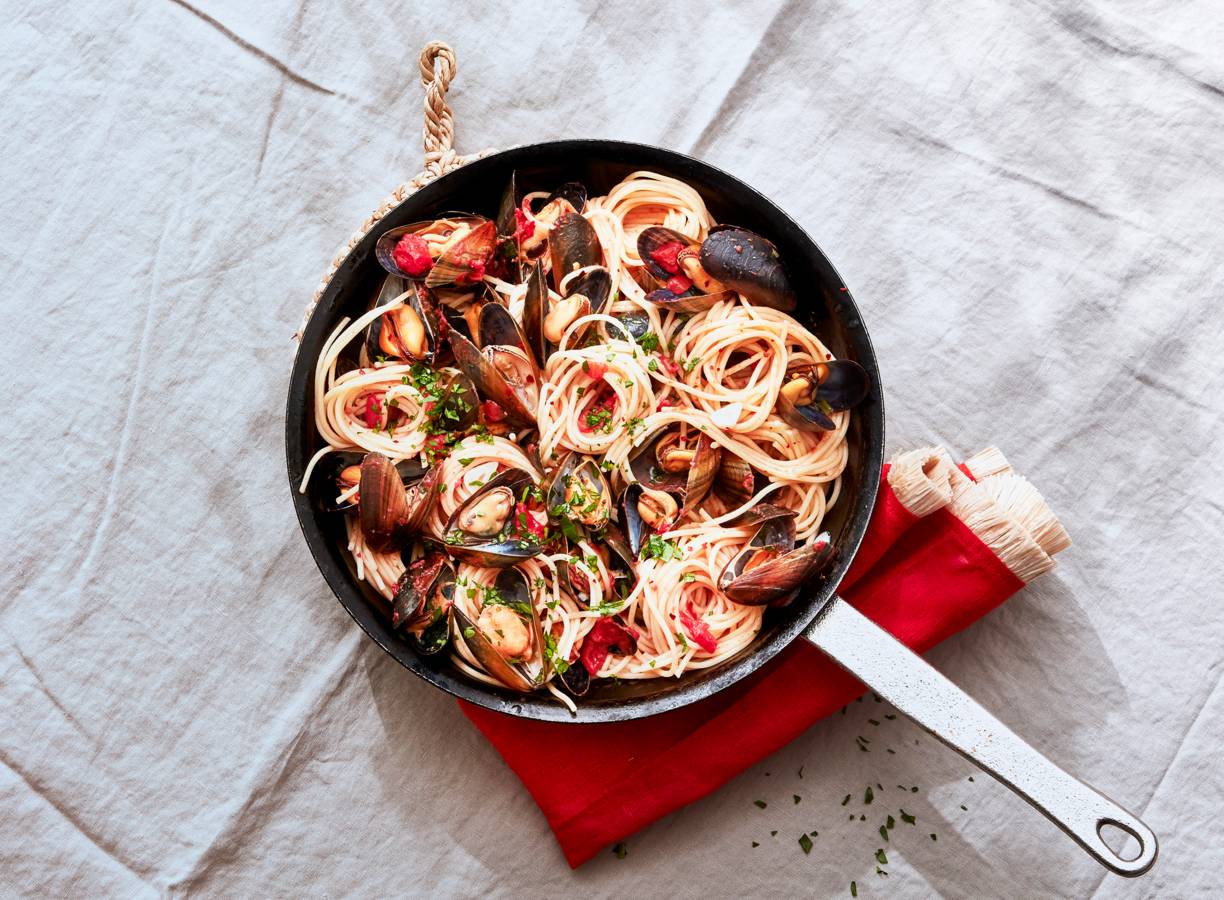 Spaghetti met mosselen (spaghetti alle cozze)