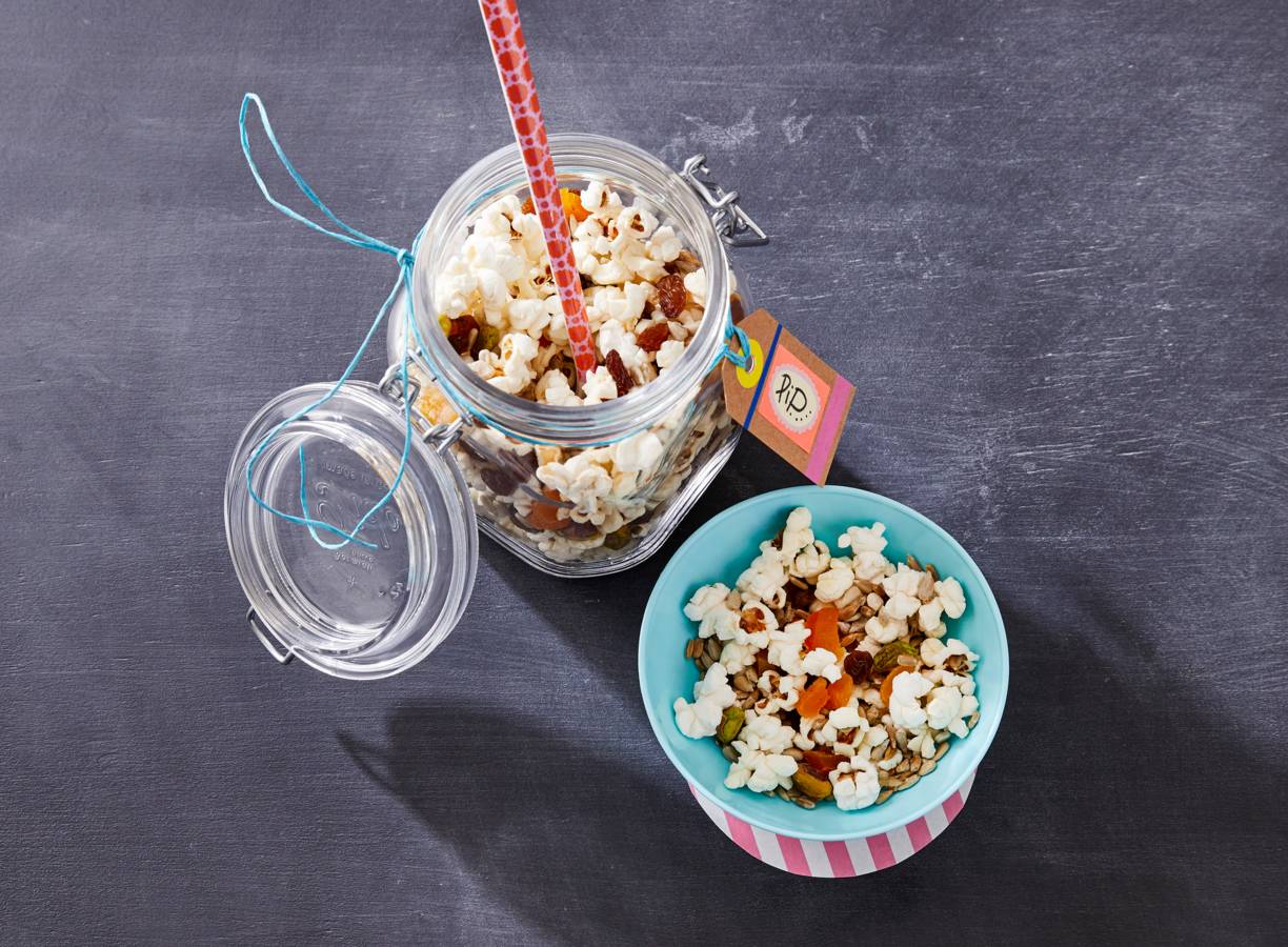 Gezonde popcorn-mix
