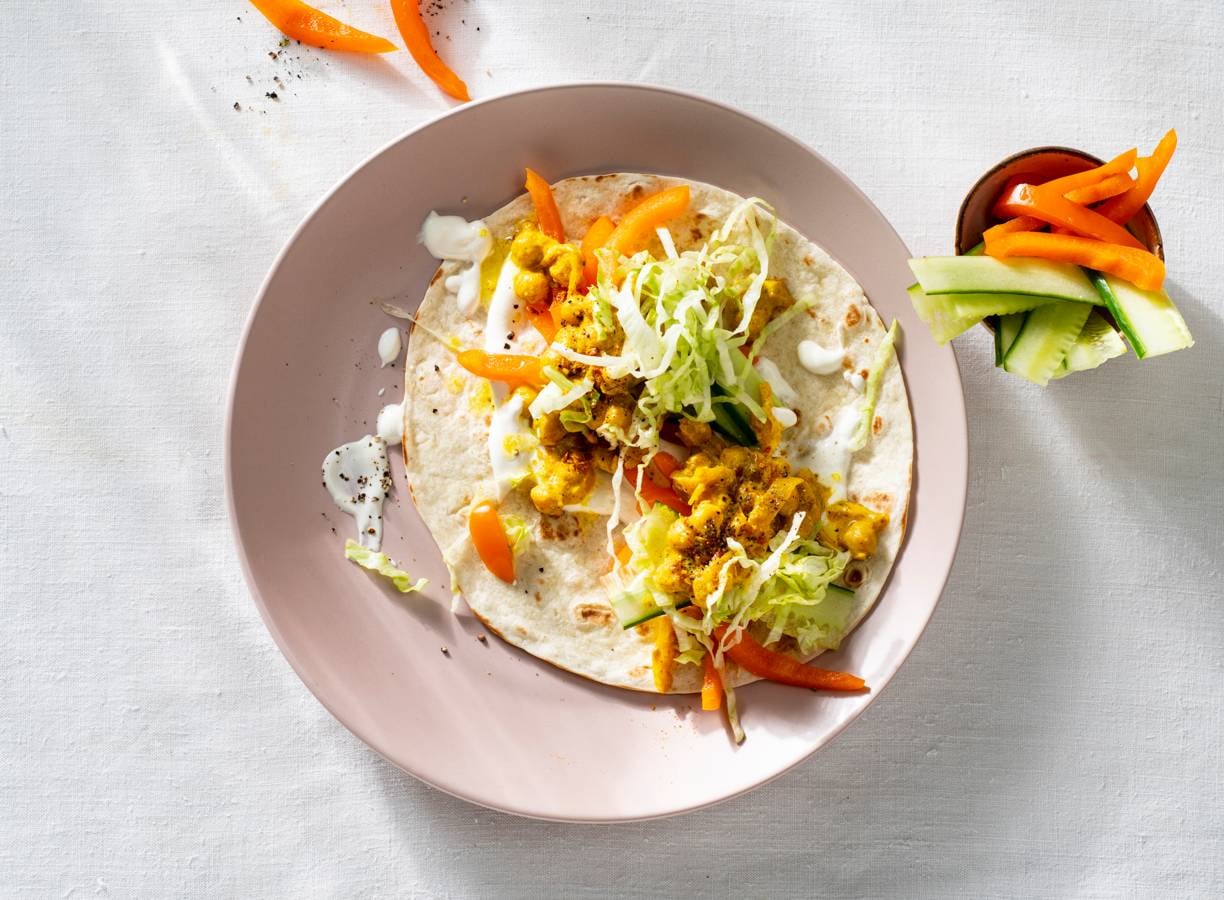 Wraps met kikkererwten en fetacrème