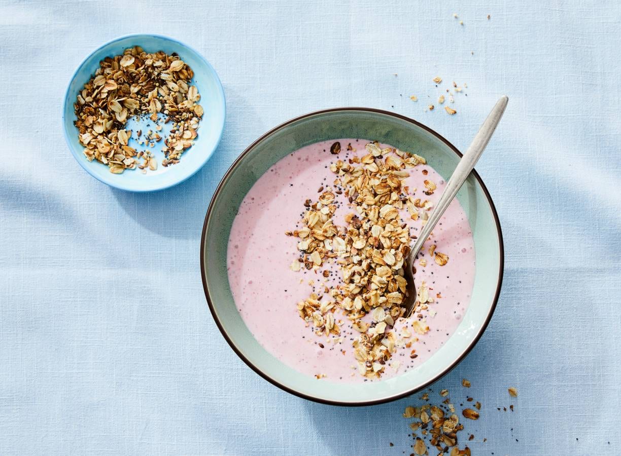 Aardbeienkwark met pan-granola