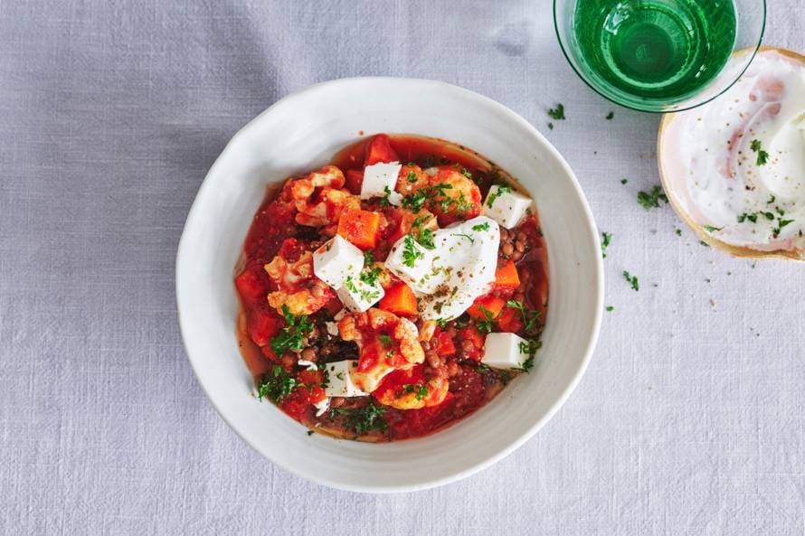 Linzen-tomatenstoof met bloemkool