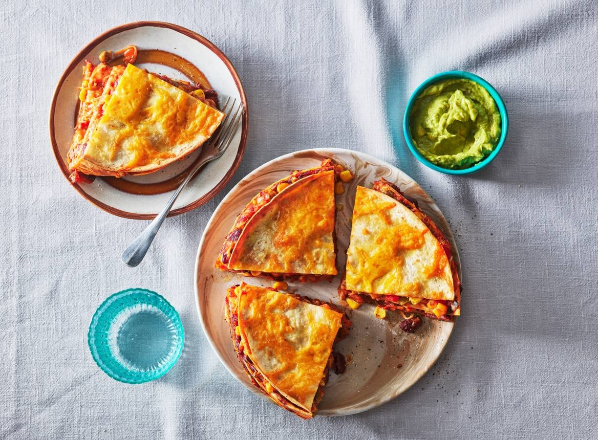 Tortillataart met kidneybonen chili