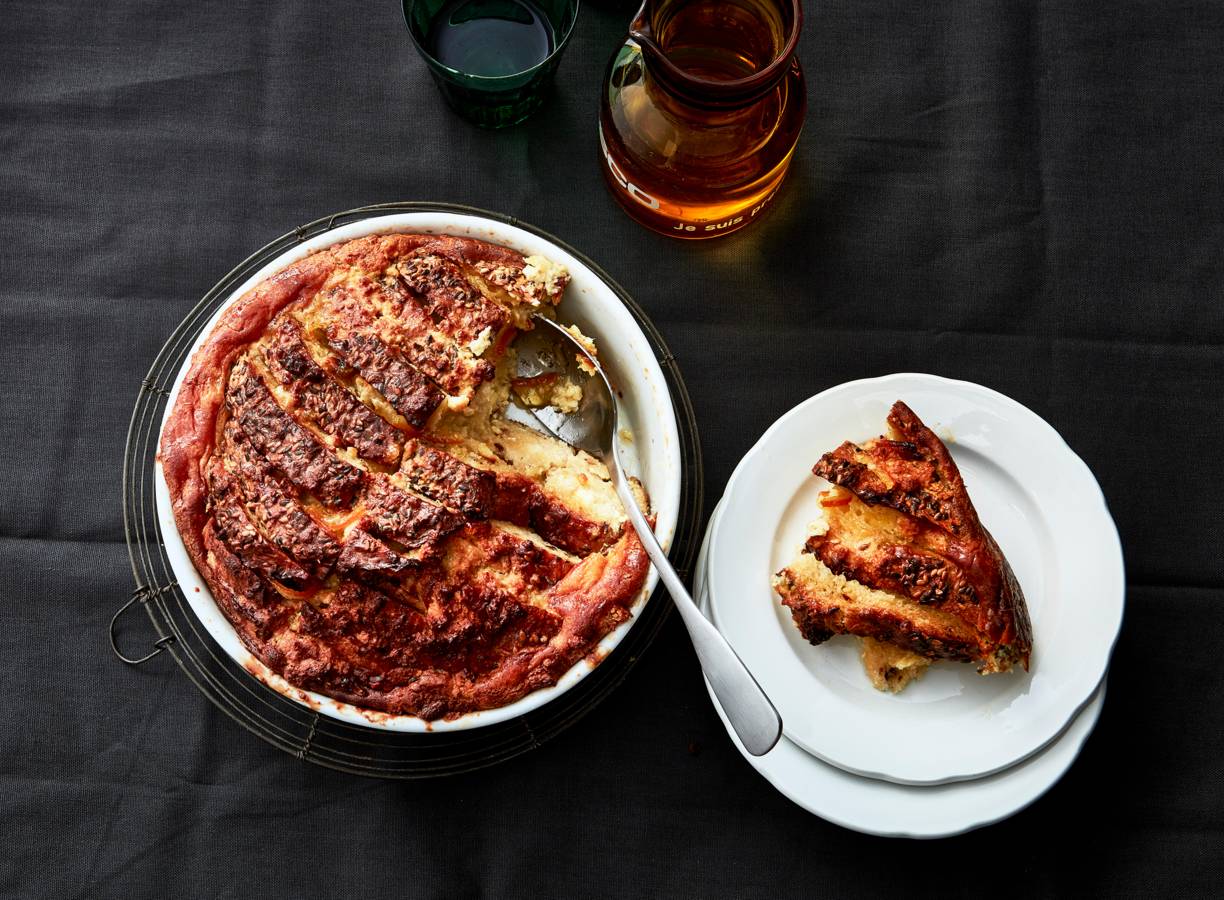 Bread and butterpudding met marmelade en amandelspijs