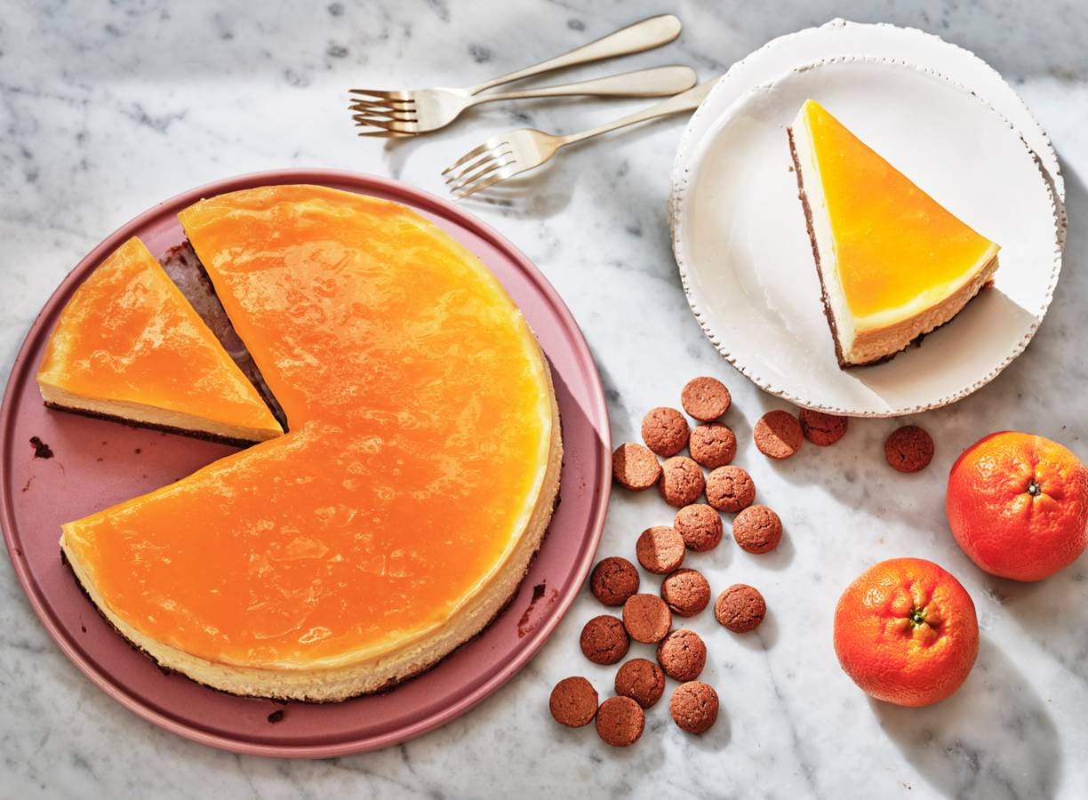 Cheesecake met kruidnoten en mandarijn glazuur