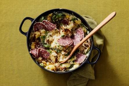 Zuurkoolstamppot met truffelsalami