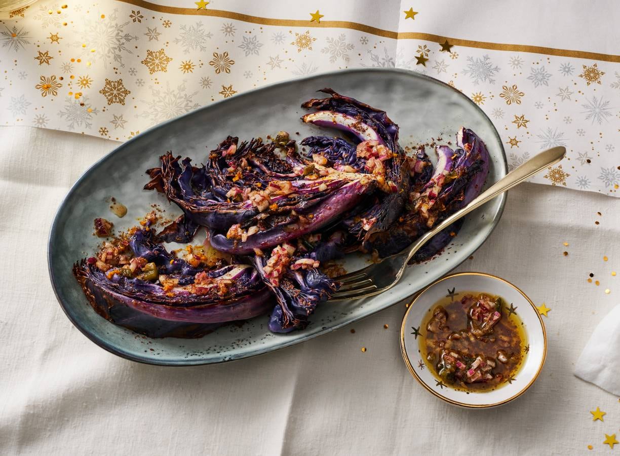 Geroosterde rodekool met sumak