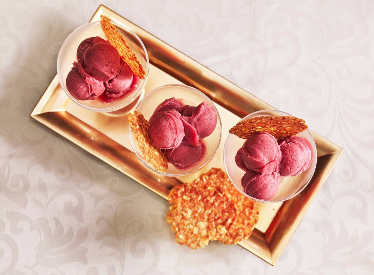 Sorbet van stoofperen met kletskoppen