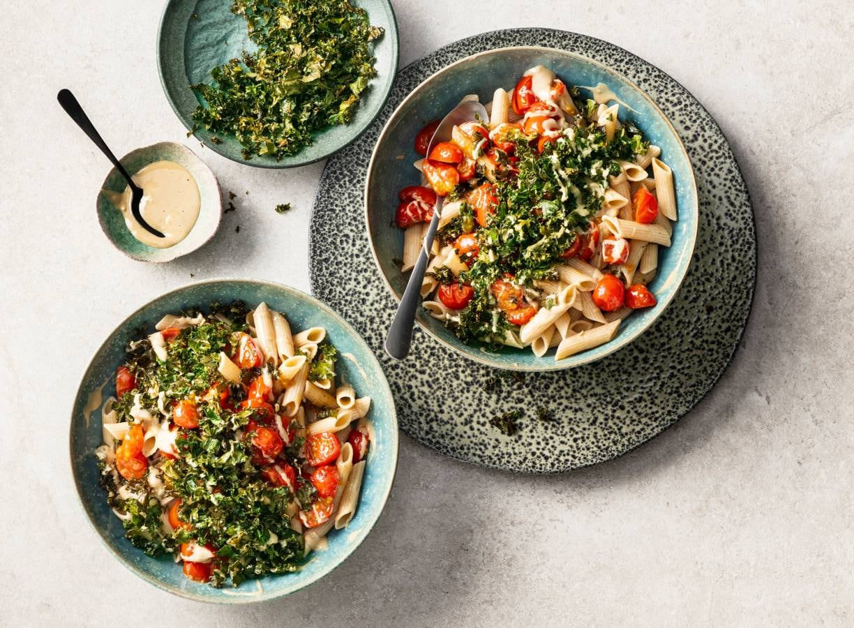 Pasta boerenkool en tahin