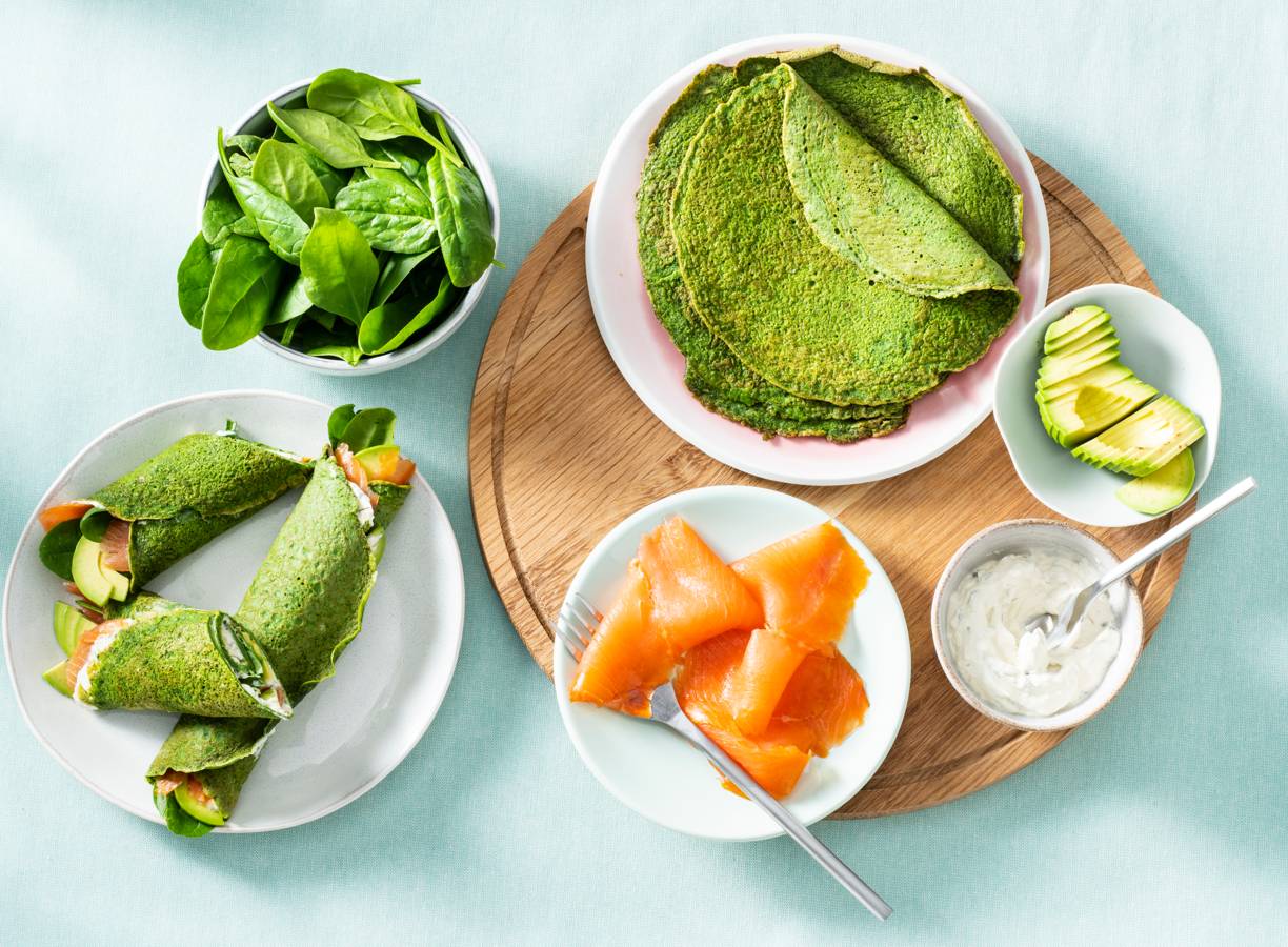 Ei-wrap met spinazie en zalm