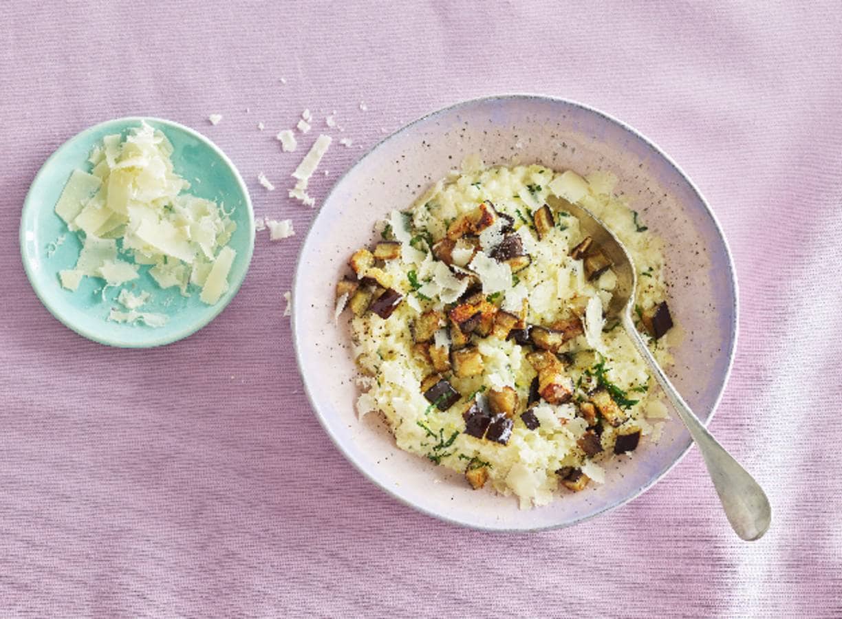 Bloemkoolrisotto met aubergine & Grana Padano