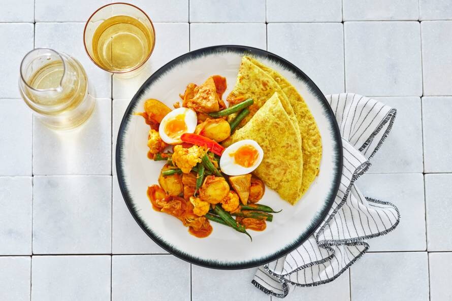 Jackfruit-curry met 'roti'