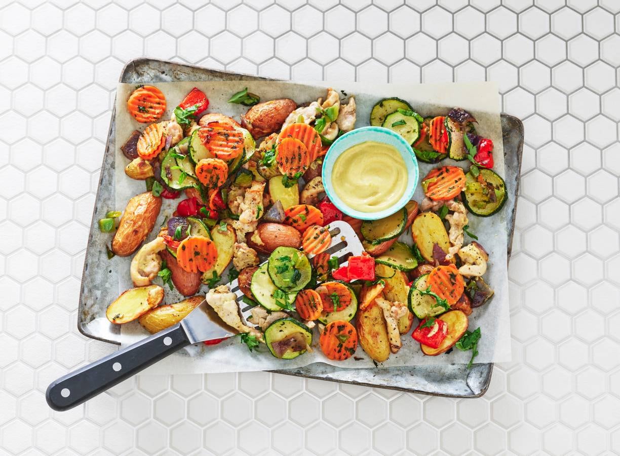 Traybake met kip en mosterd