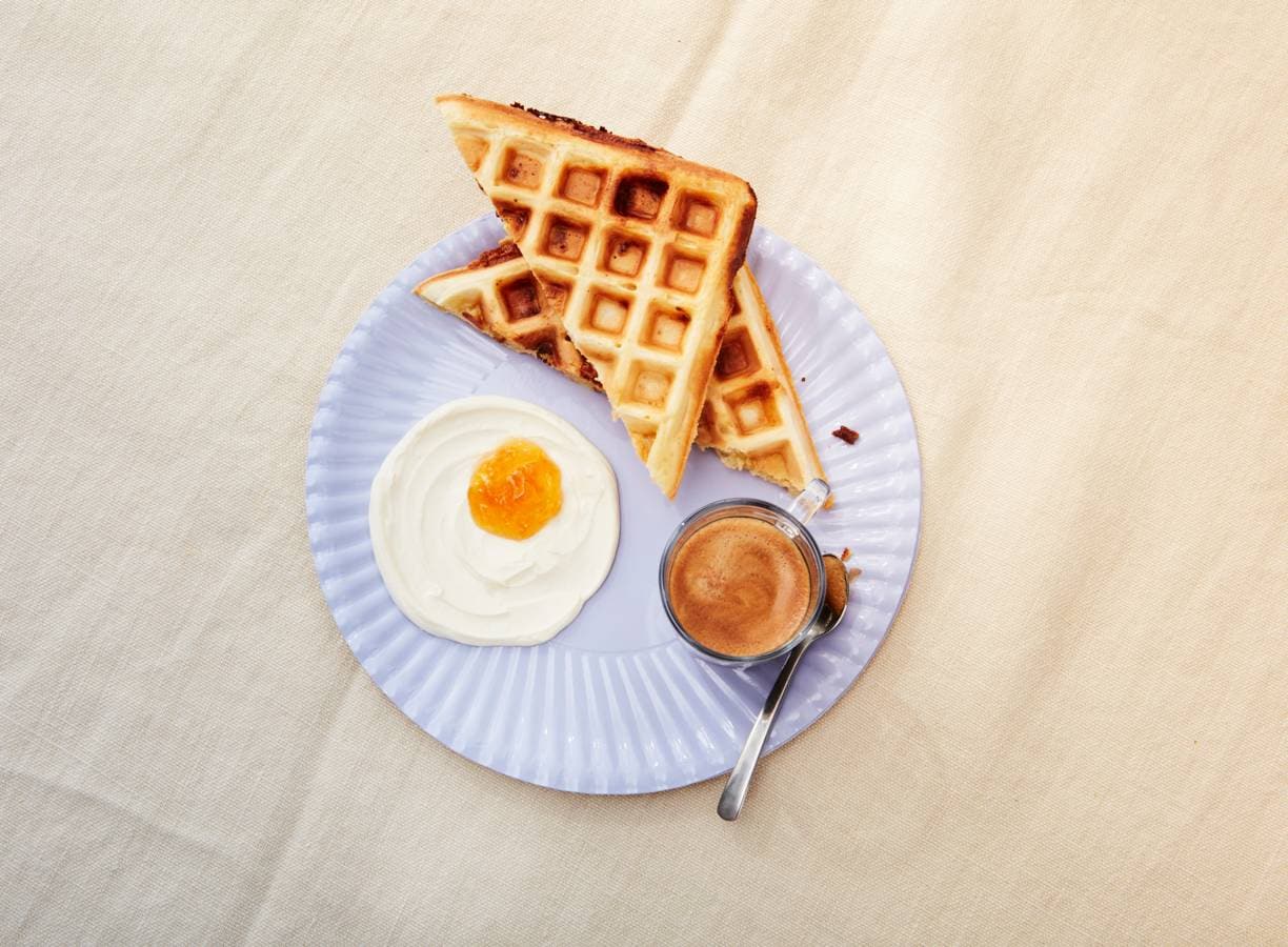 Paasei-wafels met ‘gebakken eitje’