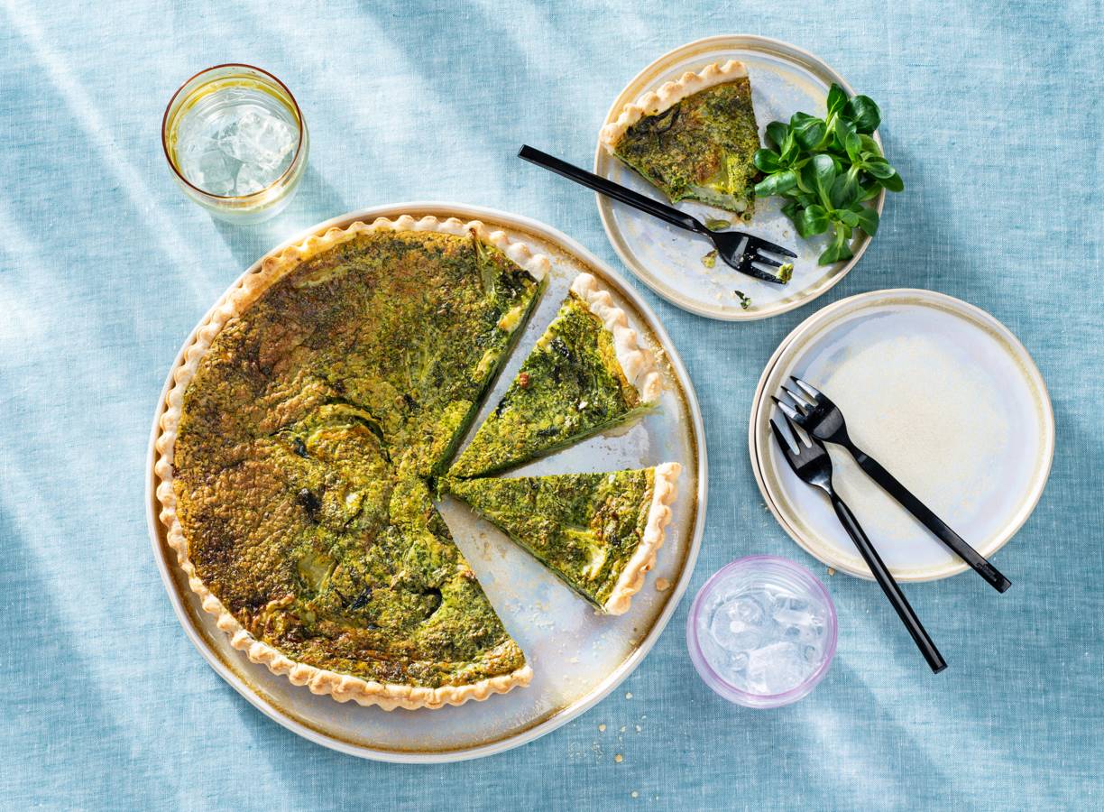 Venkelquiche met spinazie en spek