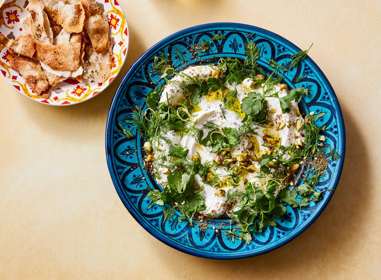 Geroosterd platbrood met labneh