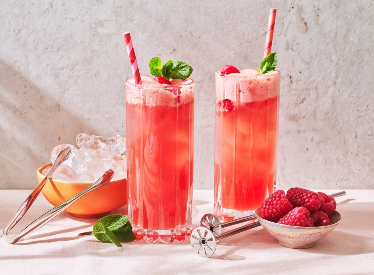 Frambozen-muntlimonade met meloen