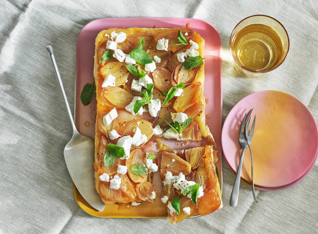 Tarte tatin van sjalotten met marmelade