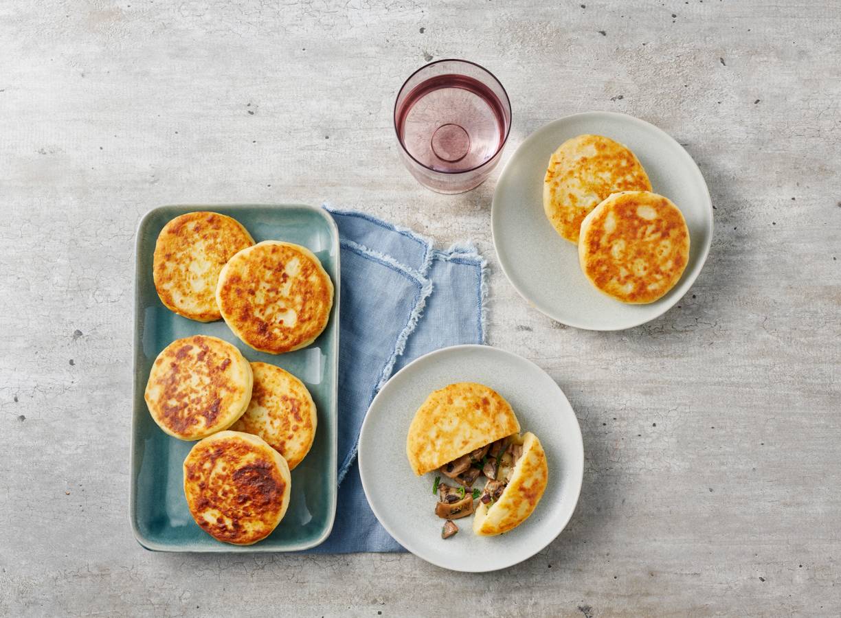 Aardappelkoekjes met paddenstoelen