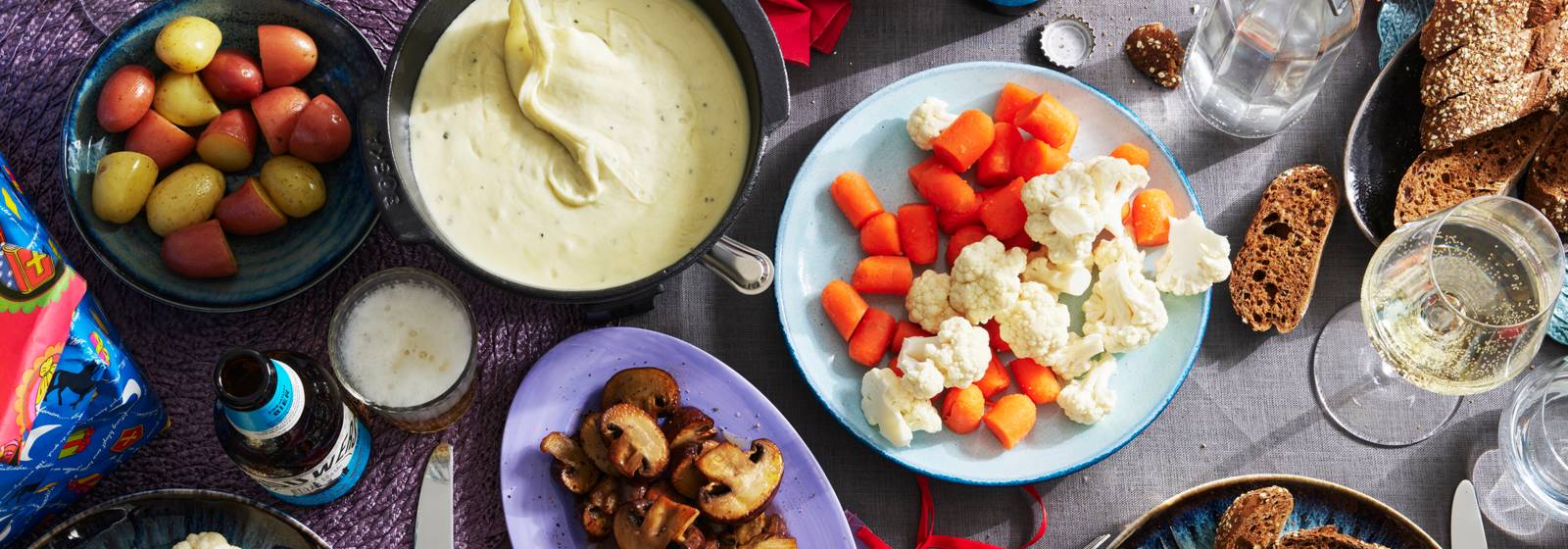 Kaasfondue met groenten en stokbrood recept Allerhande Albert Heijn België