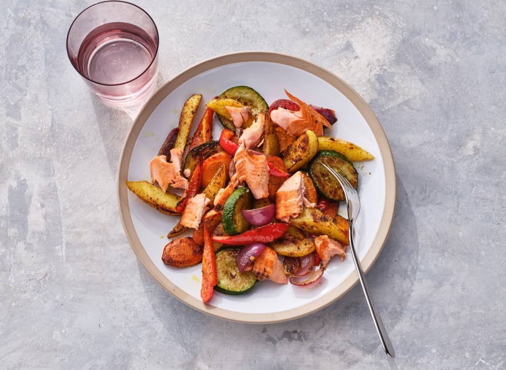 Traybake met zalm en vadouvan