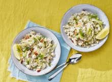Deze skottelbraai risotto is romig door de ricotta en gorgonzola maar ook fris door de appel en venkel.