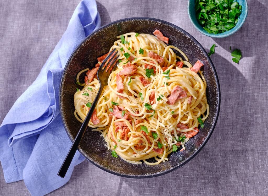 Vegetarische Pasta 'carbonara' Recept - Allerhande | Albert Heijn België